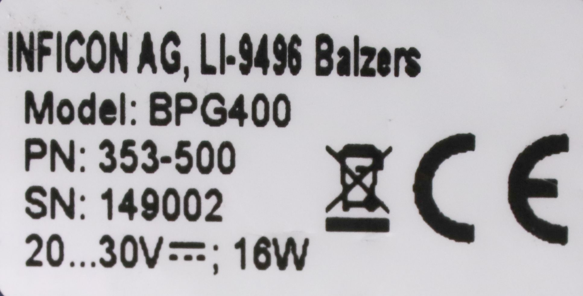 リピーター 12477 INFICON BALZERS LI-9496 PIRANI GAUGE W/O SENSOR, P/N: 353